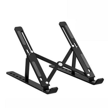 Adjustable Laptop Stand Portable Aluminum Alloy Desktop Holder for 11 to 17.3 Inch - Black - Wahtrends