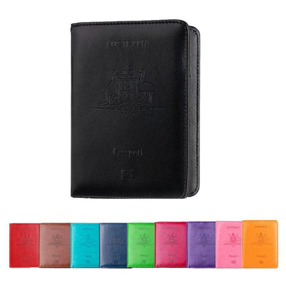 RFID Passport Holder Slim Leather Travel Wallet ID Card Cover Case for Men Women - Black - Wahtrends