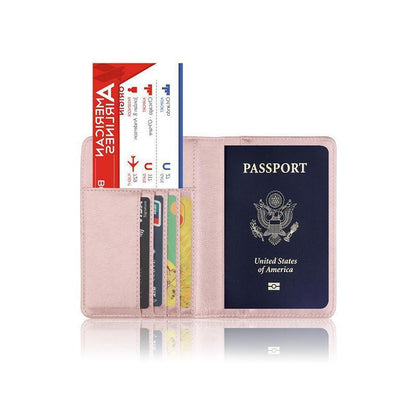 RFID Passport Holder Slim Leather Travel Wallet ID Card Cover Case for Men Women - Black - Wahtrends