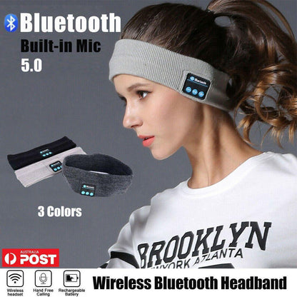 Wireless Bluetooth Headband Earphone Stereo Sport Headphone Headset Sleep New - Black - Wahtrends