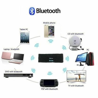 Wireless Bluetooth Headband Earphone Stereo Sport Headphone Headset Sleep New - Black - Wahtrends