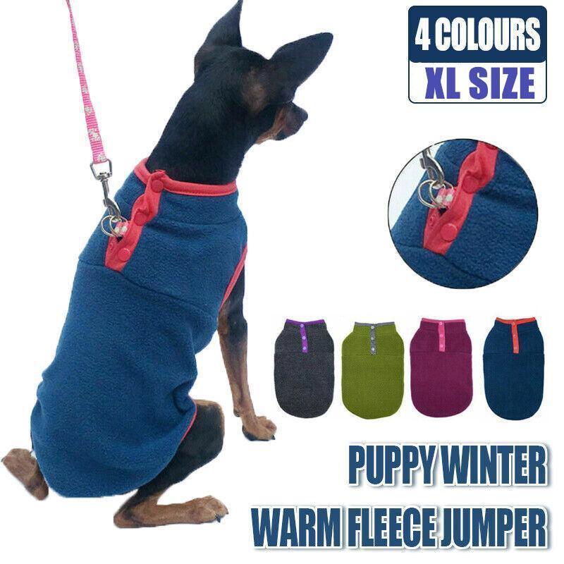 XL Pet Dog Puppy Winter Warm Fleece Jumper Vest Coat Jacket Apparel Clothes - Blue Wahtrends