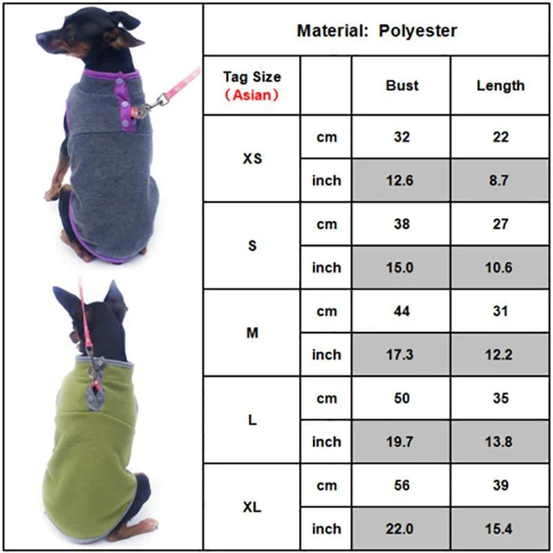 XL Pet Dog Puppy Winter Warm Fleece Jumper Vest Coat Jacket Apparel Clothes - Blue Wahtrends