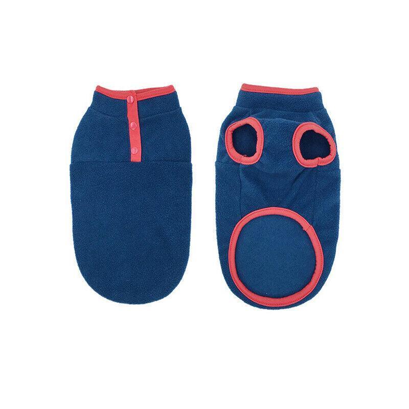 XL Pet Dog Puppy Winter Warm Fleece Jumper Vest Coat Jacket Apparel Clothes - Blue Wahtrends