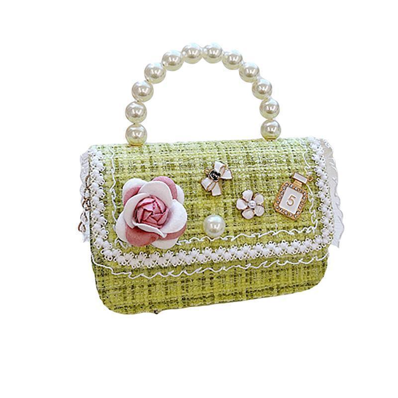 Girls Small Square Princess Handbag Chain Shoulder Bag Messenger Bag - Green - Wahtrends