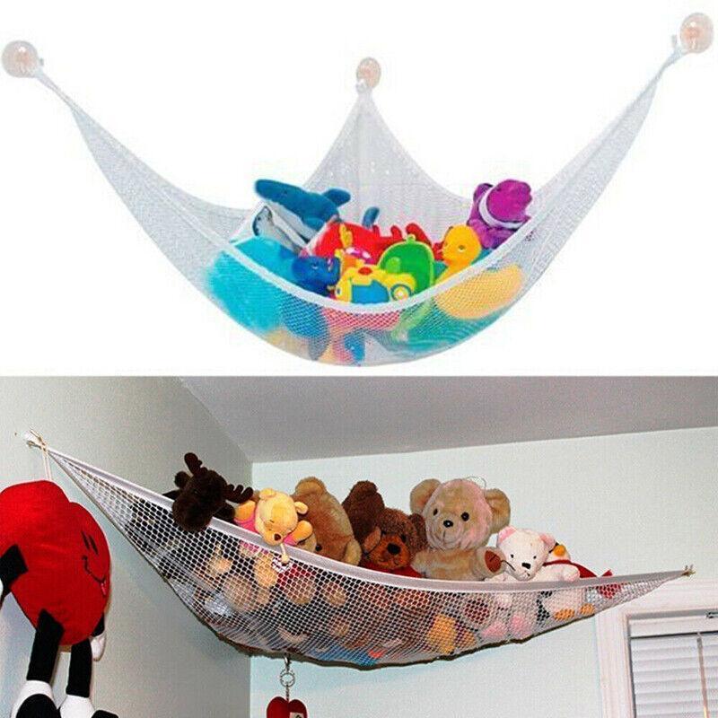 Soft Large Toy Hammock Mesh Net Storage Organizer for Bedroom Plush Toys - White - Wahtrends