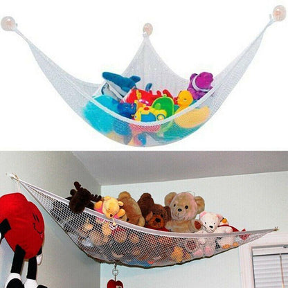 Soft Large Toy Hammock Mesh Net Storage Organizer for Bedroom Plush Toys - White - Wahtrends