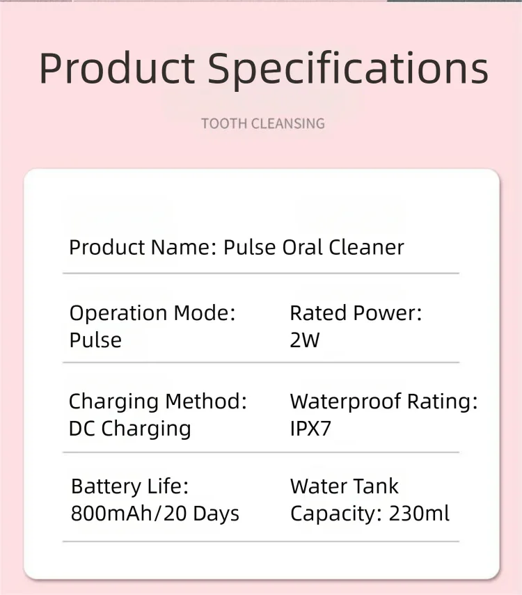 Black Cordless Water Flosser, USB Rechargeable with 4 Tips - Wahtrends