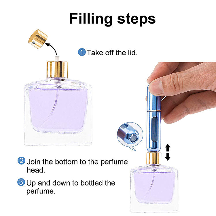 5-Pcs Gold 5ml Refillable Perfume Atomizer Portable Bottom Fill Travel Spray Bottle for Fragrance and Aftershave Australian Travel Essential Wahtrends