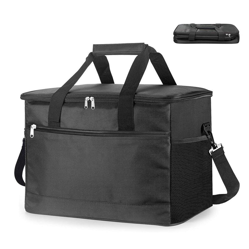Large 18L Insulated Cooler Bag - Leakproof Thermal Lunch Tote with Shoulder Strap - Heavy Duty Black Picnic Box for Beach, Camping & Work Wahtrends