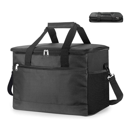 Large 18L Insulated Cooler Bag - Leakproof Thermal Lunch Tote with Shoulder Strap - Heavy Duty Black Picnic Box for Beach, Camping & Work Wahtrends
