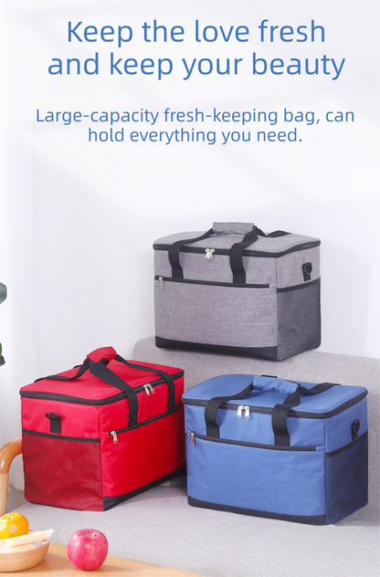 Large 18L Insulated Cooler Bag - Leakproof Thermal Lunch Tote with Shoulder Strap - Heavy Duty Black Picnic Box for Beach, Camping & Work Wahtrends