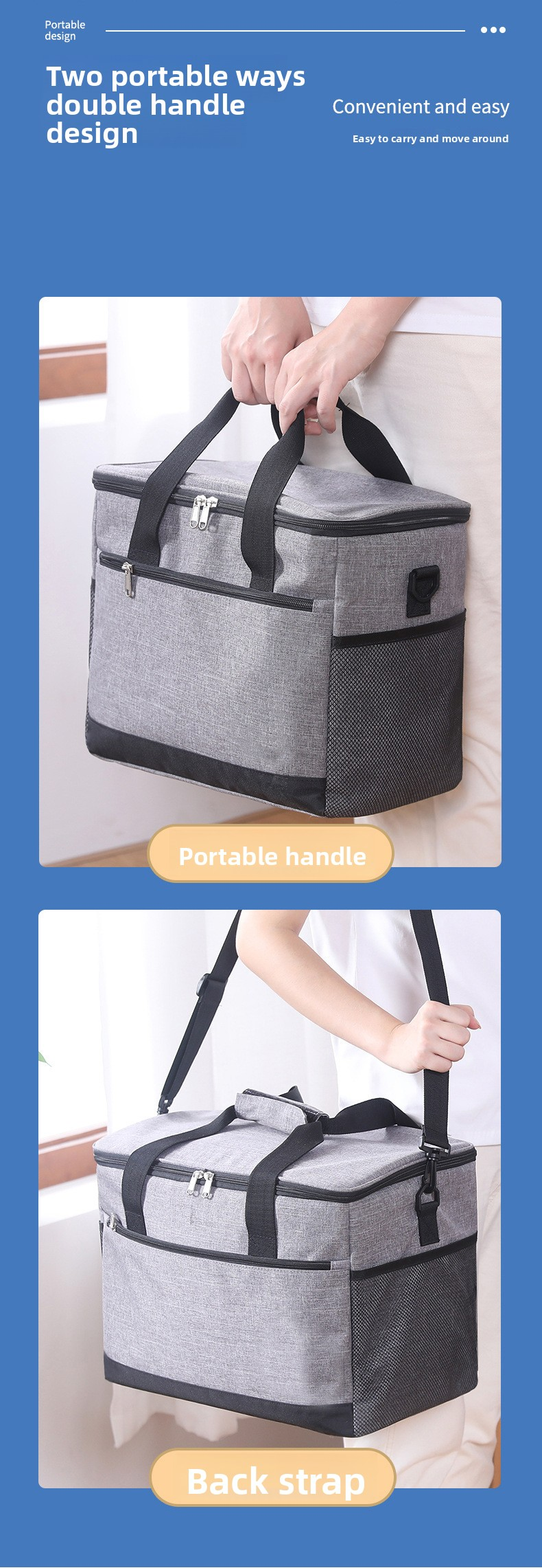 Large 18L Insulated Cooler Bag - Leakproof Thermal Lunch Tote with Shoulder Strap - Heavy Duty Black Picnic Box for Beach, Camping & Work Wahtrends