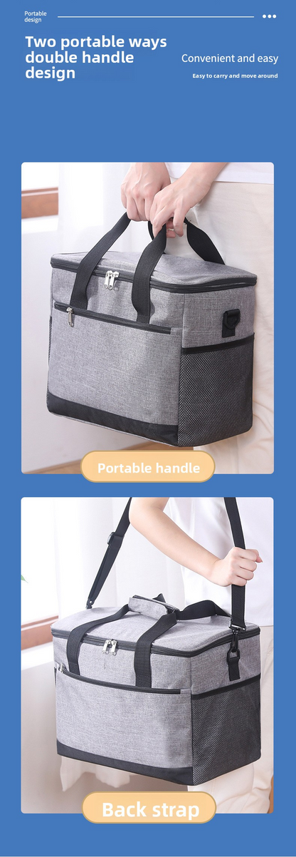 Large 18L Insulated Cooler Bag - Leakproof Thermal Lunch Tote with Shoulder Strap - Heavy Duty Black Picnic Box for Beach, Camping & Work Wahtrends