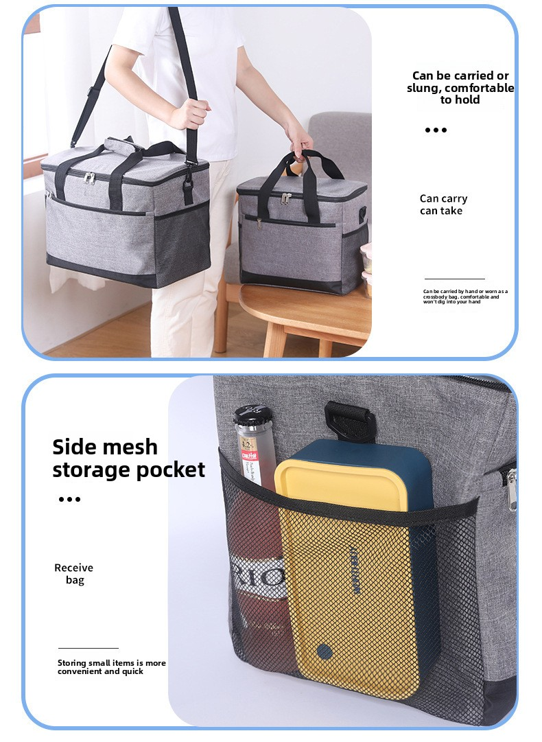 Large 18L Insulated Cooler Bag - Leakproof Thermal Lunch Tote with Shoulder Strap - Heavy Duty Black Picnic Box for Beach, Camping & Work Wahtrends