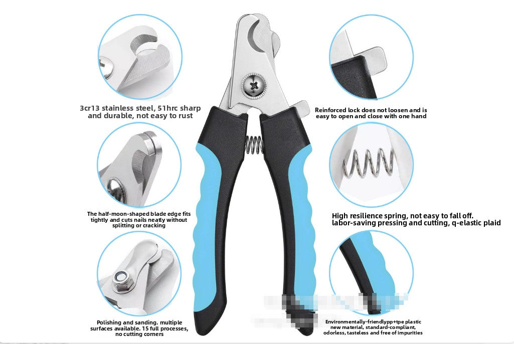 Pet Nail Clippers & File Set for Small Dogs Cats Stainless Steel Claw Trimmer with Safety Guard Non-Slip Handle Grooming Tool Black & Purple Wahtrends