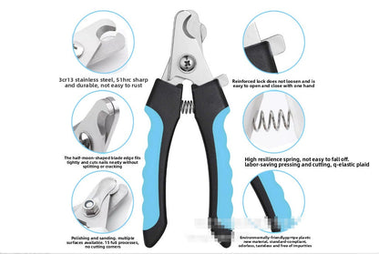 Pet Nail Clippers & File Set for Small Dogs Cats Stainless Steel Claw Trimmer with Safety Guard Non-Slip Handle Grooming Tool Black & Purple Wahtrends