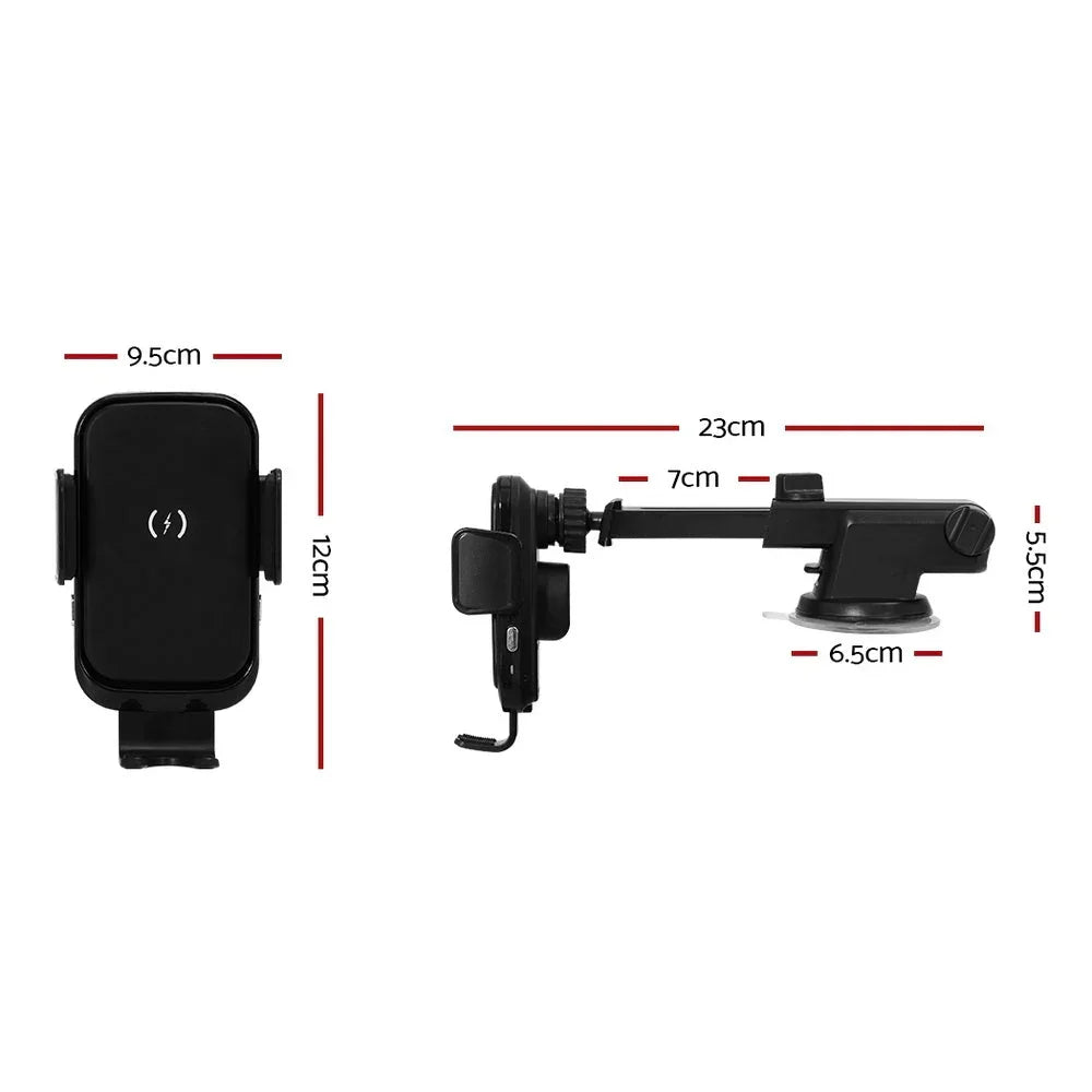 Devanti Wireless Car Charger Fast Charging Car Mount Vent Suction cup - Wahtrends