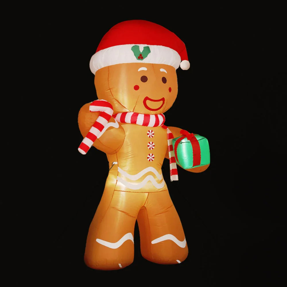 Jingle Jollys Christmas Inflatable Gingerbread Man 2.4M Illuminated Decorations - Wahtrends