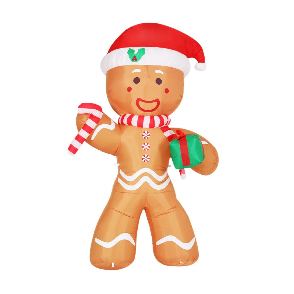 Jingle Jollys Christmas Inflatable Gingerbread Man 2.4M Illuminated Decorations - Wahtrends