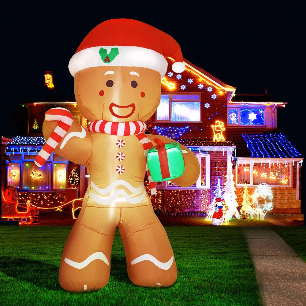 Jingle Jollys Christmas Inflatable Gingerbread Man 2.4M Illuminated Decorations - Wahtrends