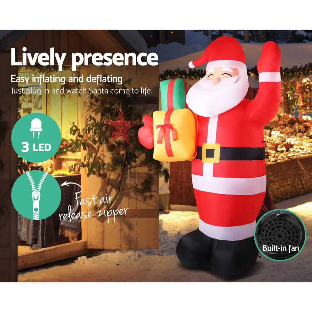 Jingle Jollys Christmas Inflatable Santa 2.4M Illuminated Decorations - Wahtrends