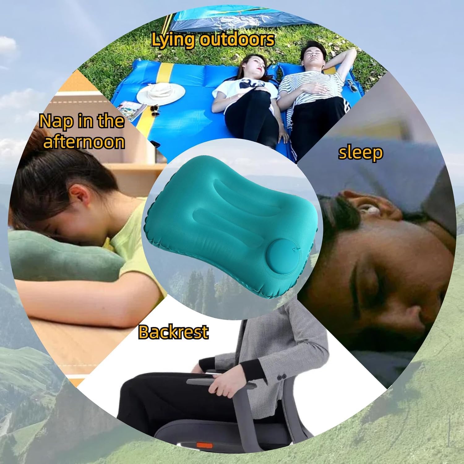 CloudRest Portable Inflatable Camping Pillow – Ultra-Soft Neck & Lumbar Support AE